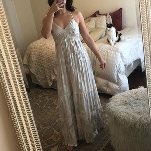 Metallic silver & cream maxi dress WEDDING SEASON!